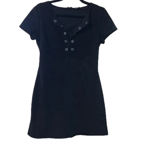 Express | Dresses | Express Black Faux Suede Front Laceup Dress Size 4 |  Poshmark